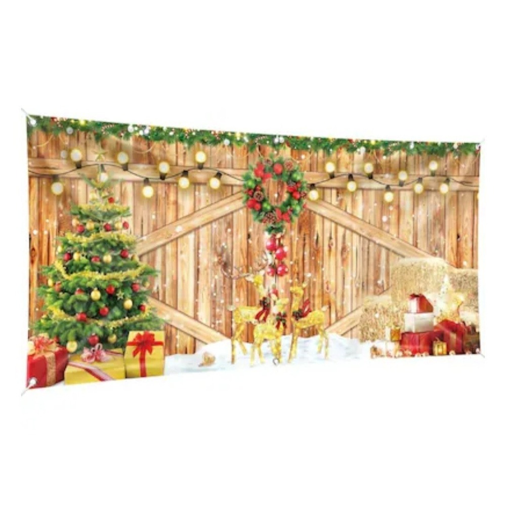 7x13ft‎ Aprox Christmas Barn Wood Photography Backdrop for Holiday Celebrations